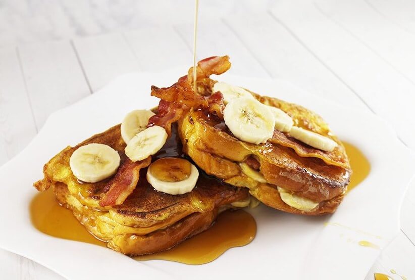 Peanut Butter, Banana and Bacon Stuffed French Toast Elvis Style